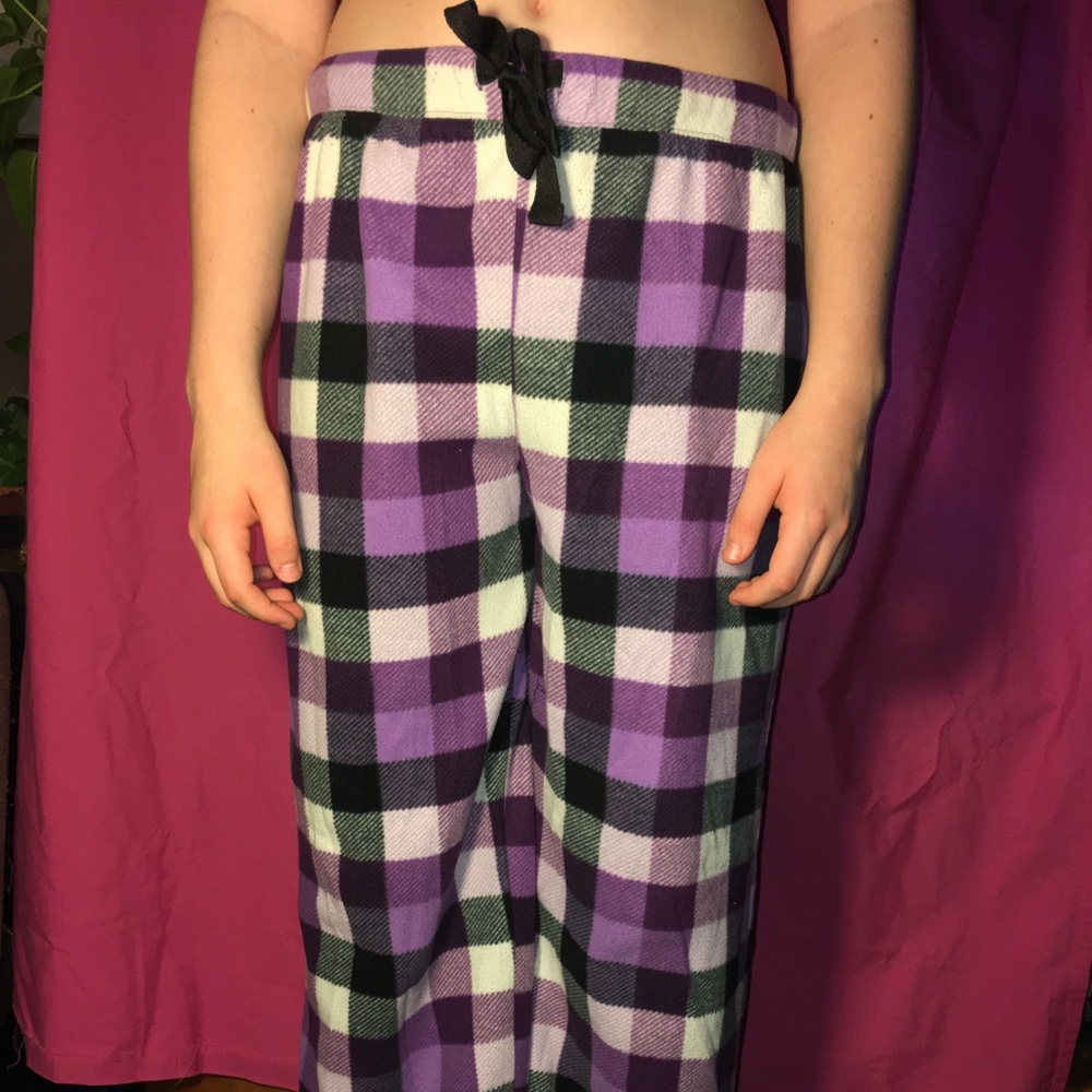Purple plaid pj bottoms